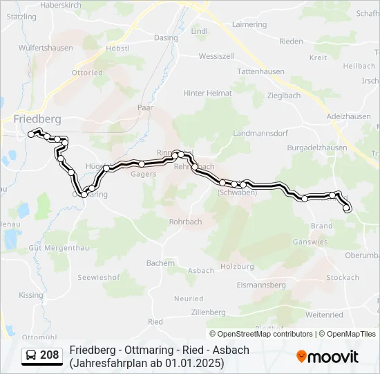 208 Bus Line Map
