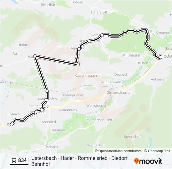 834 Bus Line Map