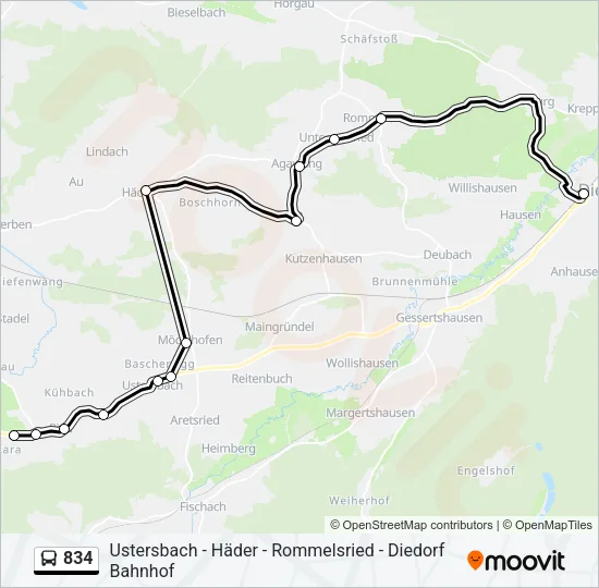 834 Bus Line Map