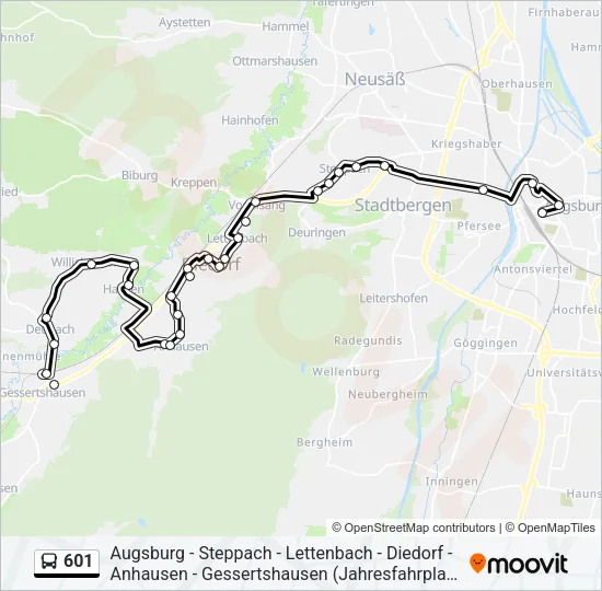 601 Bus Line Map