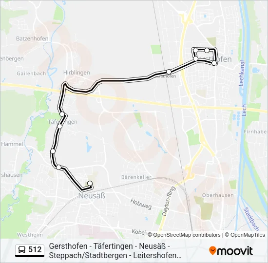 512 Bus Line Map