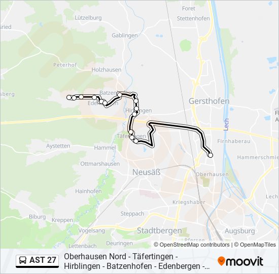 Buslinie AST 27 Karte