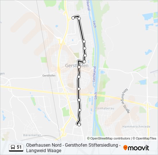 51 bus Line Map