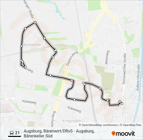 Автобус 21: карта маршрута