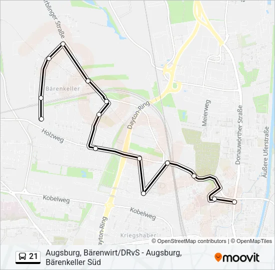 Автобус 21: карта маршрута
