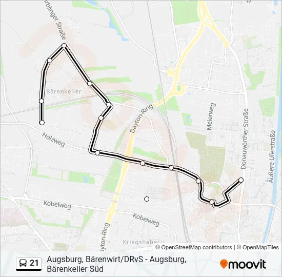 Автобус 21: карта маршрута