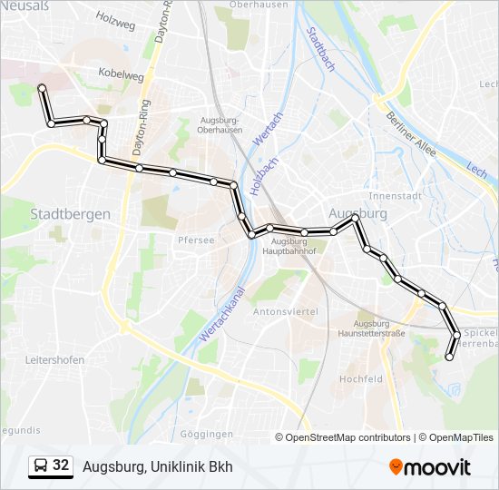 32 Route: Schedules, Stops & Maps - Augsburg, Uniklinik Bkh (Updated)