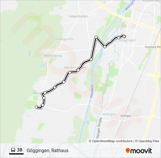 Bus 38: карта маршрута