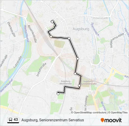 Автобус 43: карта маршрута