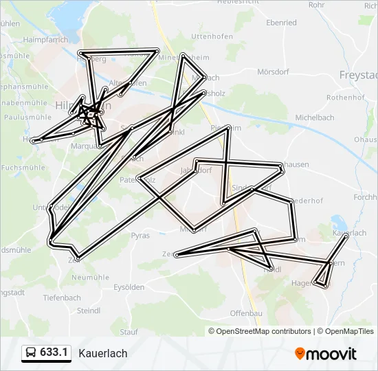 Автобус 633.1: карта маршрута