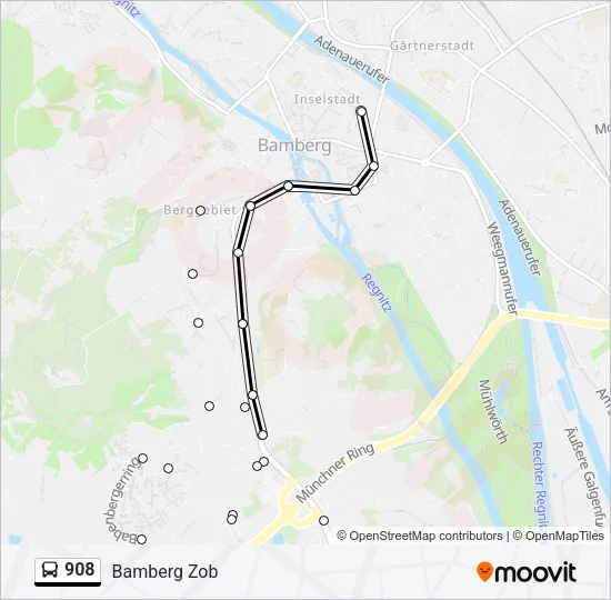 908 Bus Line Map