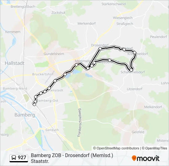 927 Bus Line Map