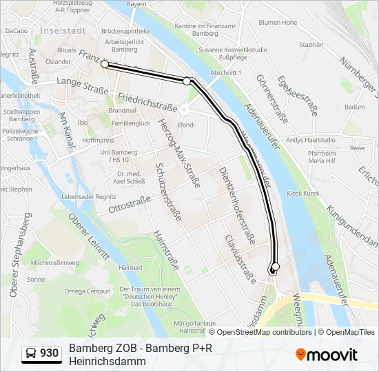 Автобус 930: карта маршрута