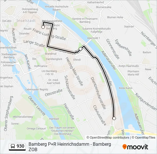 Автобус 930: карта маршрута
