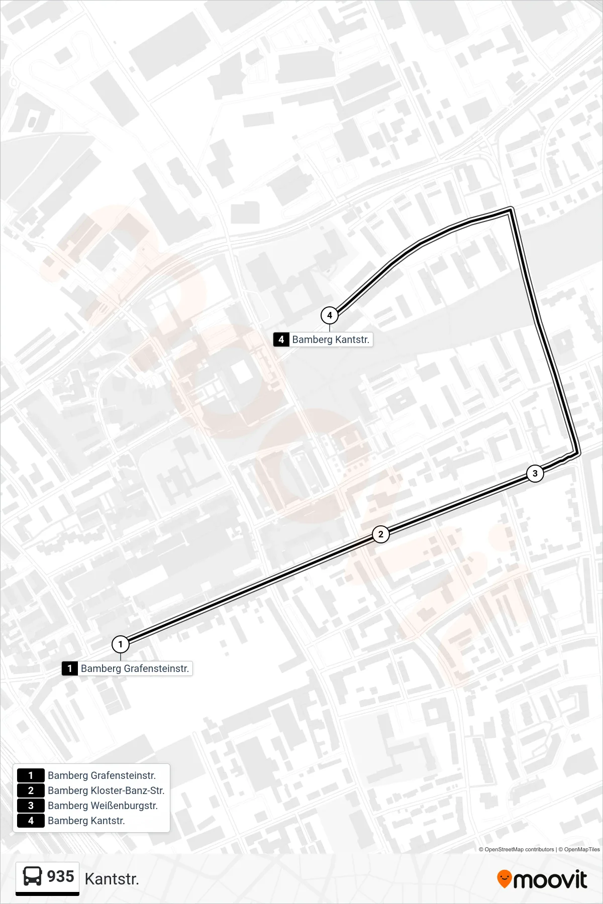 Linie 935 (Bus) Richtung Kantstr.: Route und Haltestellen auf der Karte