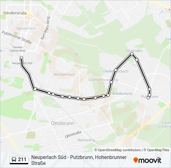 211 bus Line Map