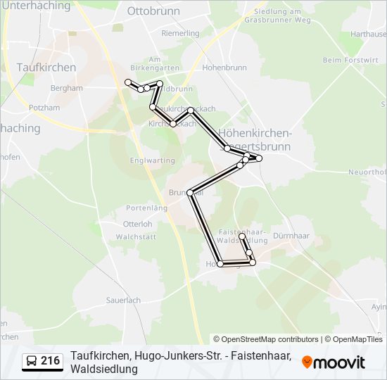 216 bus Line Map