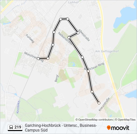 219 bus Line Map