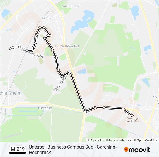 219 bus Line Map