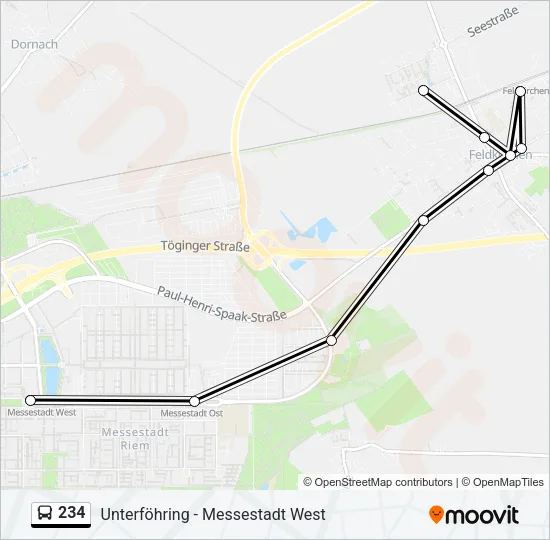 Автобус 234: карта маршрута