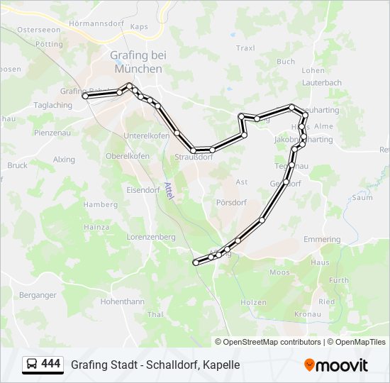 444 bus Line Map