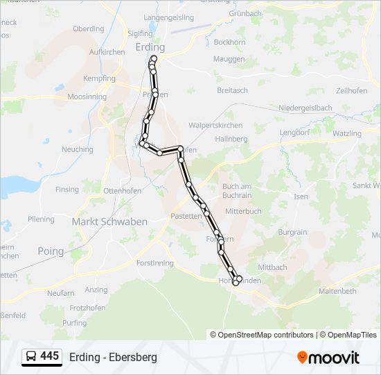 445 bus Line Map