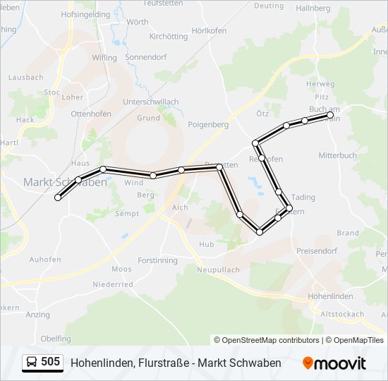 Buslinie 505 Karte