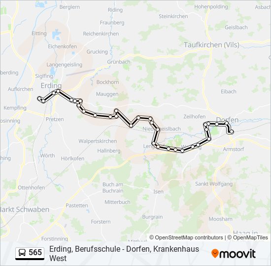 565 bus Line Map