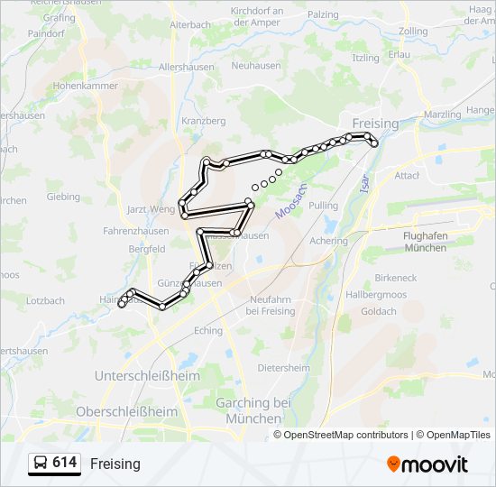 614 bus Line Map