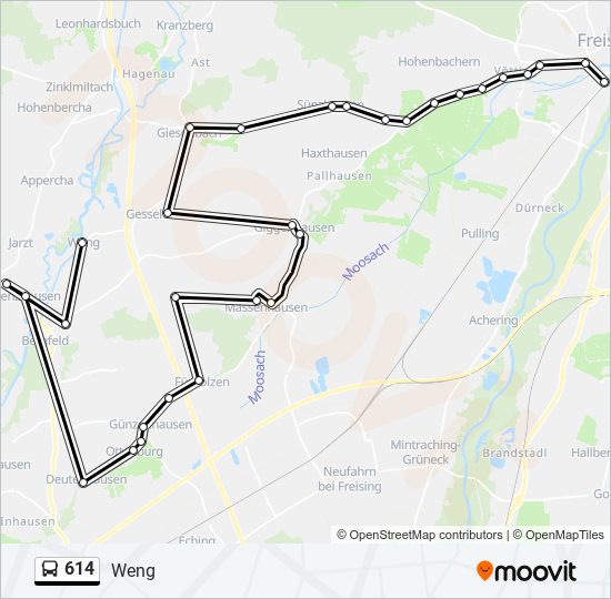 614 bus Line Map