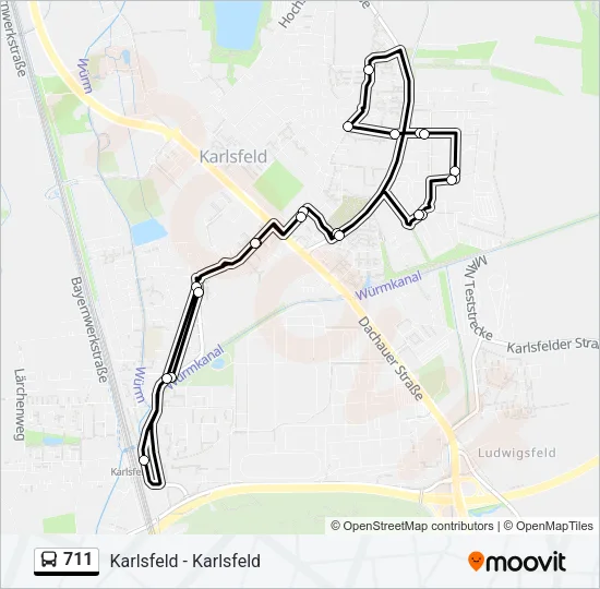 Автобус 711: карта маршрута