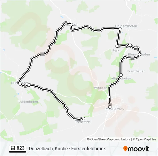 Автобус 823: карта маршрута