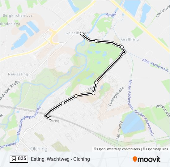 835 bus Line Map