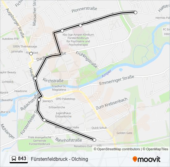 843 bus Line Map