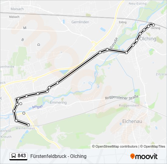 843 bus Line Map