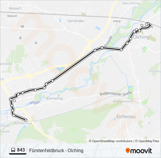 843 bus Line Map