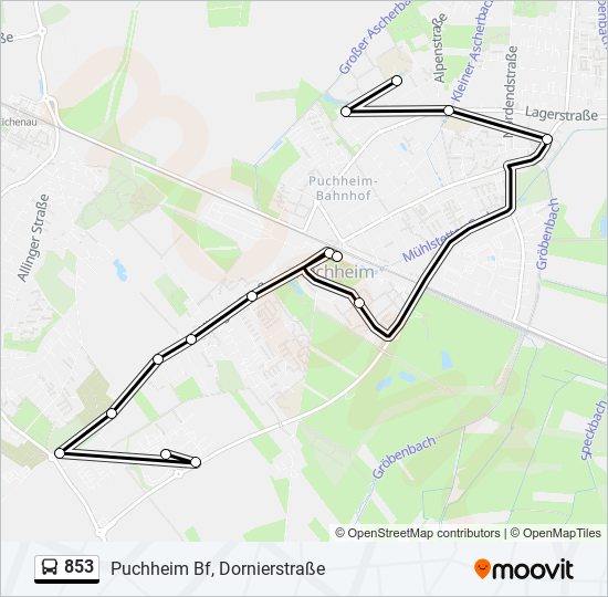 853 bus Line Map