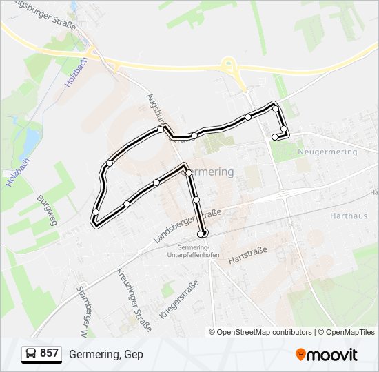 857 bus Line Map