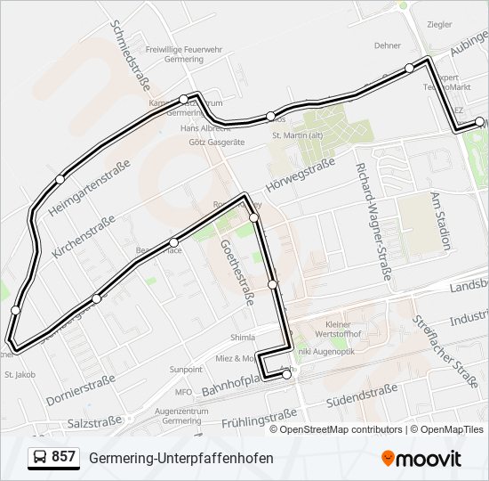 857 bus Line Map