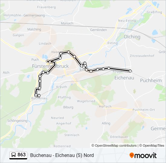 863 bus Line Map