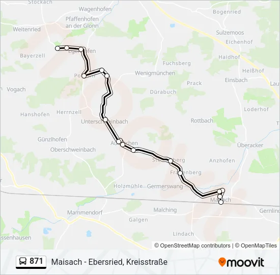 Автобус 871: карта маршрута