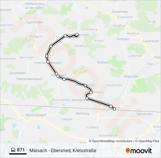 Автобус 871: карта маршрута