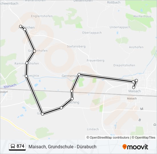 874 bus Line Map