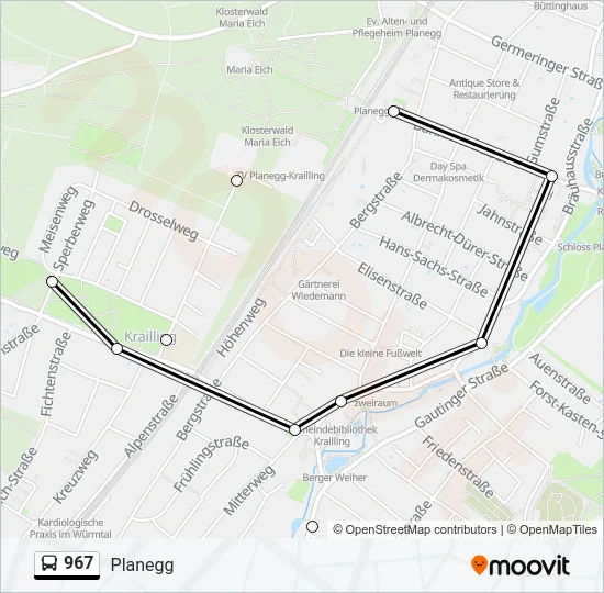 Автобус 967: карта маршрута