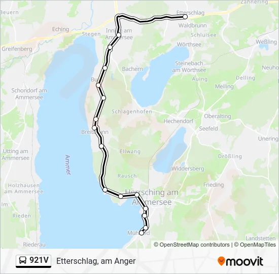 Автобус 921V: карта маршрута