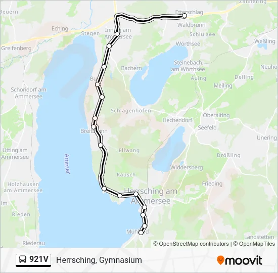 Автобус 921V: карта маршрута