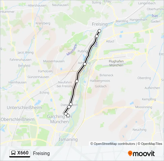 Автобус X660: карта маршрута