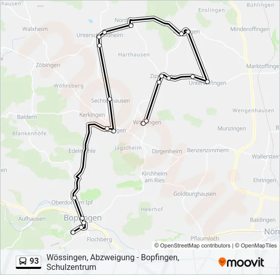 Автобус 93: карта маршрута