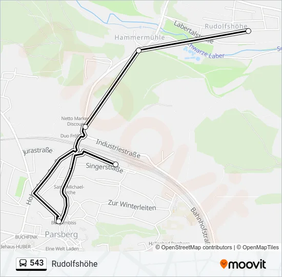 543 Bus Line Map