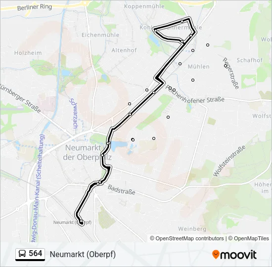 564 Bus Line Map